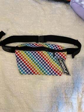 FYDELITY Ultra Slim Rainbow Checkerboard Fanny Pack
